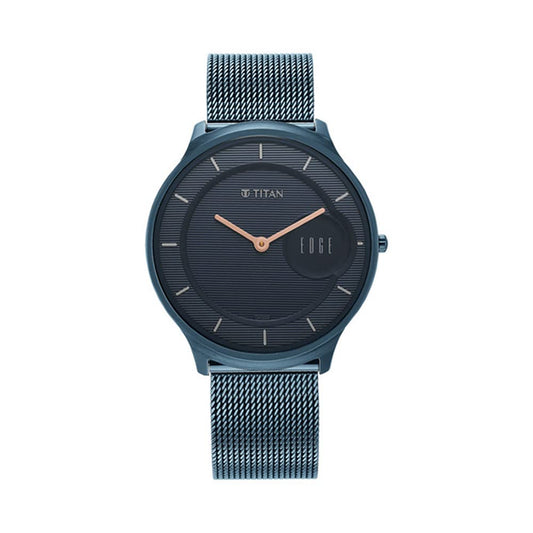 Titan Edge Baseline Blue Dial Stainless Steel Strap Analog Watch Men-NS1843QM01/