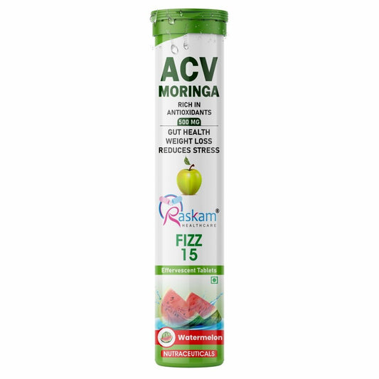 ACV + Moringa 500mg Effervescent Tablets – Watermelon, 15 Tablets, No Added Sugar
