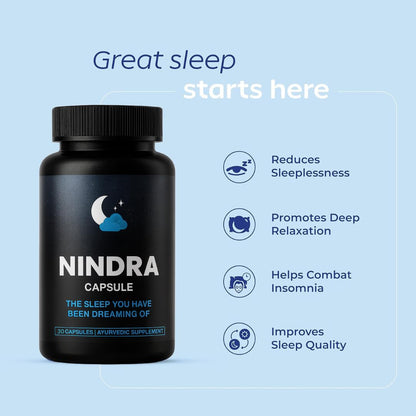 Neuhack Nindra Sleep Support Supplement | Ayurvedic capsule for relaxation and brain wellness - 30 Capsules