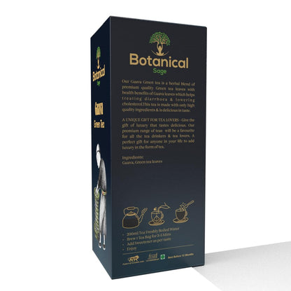 Botanical Sage- Guava Green tea 30 Pyramid Tea Bags | Relieves Stress | Controls Diabetes | Loose Leaf | Luxury Tea