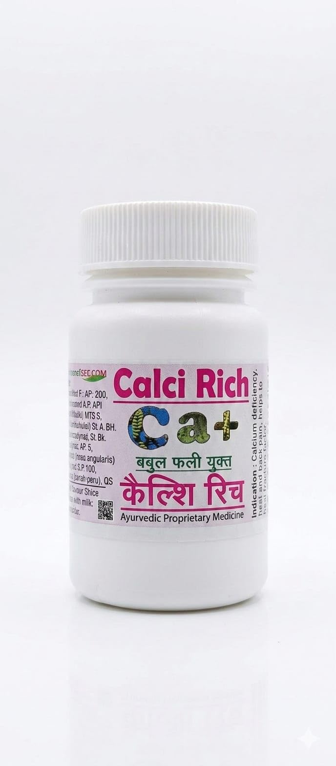 Riddhi Healthcare Calci Rich with Magnesium and Vitamin D3 | Supports Strong Bones | Maintains Healthy Calcium Levels & Better Absorption | Promotes Bone Strength & Density | Overall Bone Health | 60 Tablets