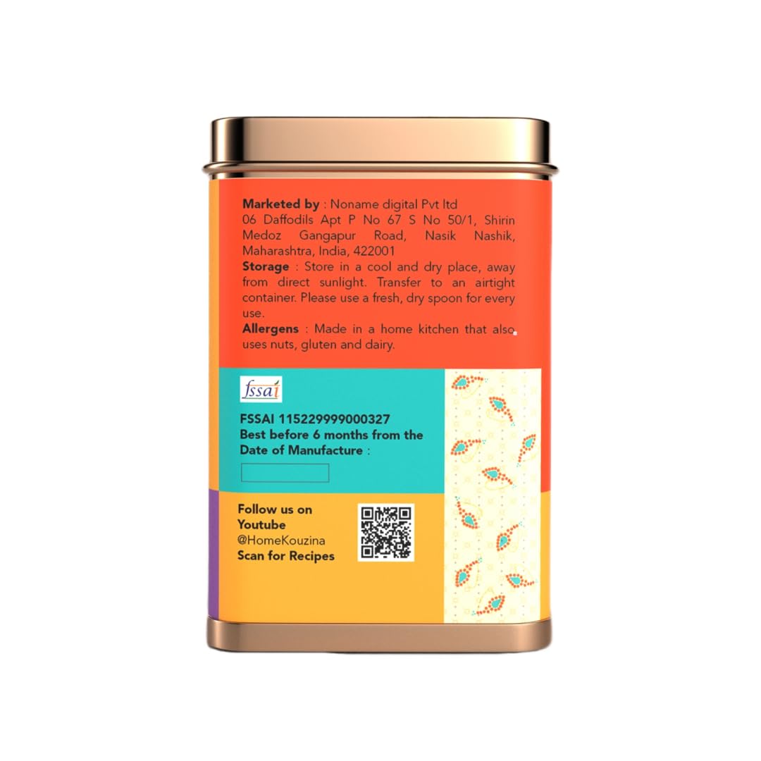 Home Kouzina Pav Bhaji Masala - 150g | Perfect for Authentic Pav Bhaji Recipe| No Artificial Additives | Made in Small Batches | 100% Natural Ingredients| Premium Tin Pack