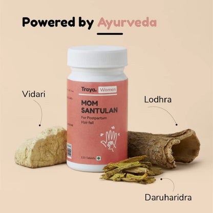 Traya Mom Santulan | Ayurvedic Multi-Vitamins to Manage Postpartum Hair Fall, Menstrual Cycles, Boosts Reproductive Health and Hair Growth | Contains Vidarikand, Lodhra & Daruharidra | 120 Tablets