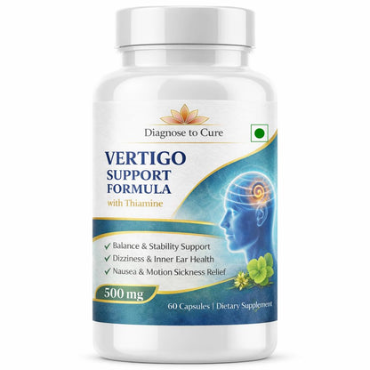 Vertigo Support Capsules – Dizziness & Inner Ear Balance Supplement | Thiamine TTFD, Vitamin B6, B12, D3, Magnesium, Ginkgo Biloba, Ginger & Taurine | Motion Sickness, Nausea & Nervous System Support | 60 Capsules