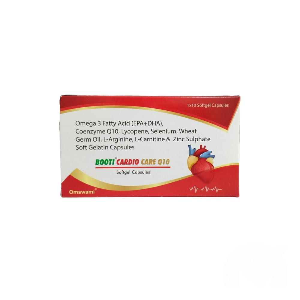 Omswami Booti Cardio Care Q10 Softgel Capsules(Pack of 3), Omega 3 Fatty Acid EPA+DHA, Coenzyme Q10, Lycopene, Selenium, 1x10 Capsules