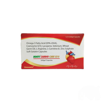 Omswami Booti Cardio Care Q10 Softgel Capsules(Pack of 3), Omega 3 Fatty Acid EPA+DHA, Coenzyme Q10, Lycopene, Selenium, 1x10 Capsules
