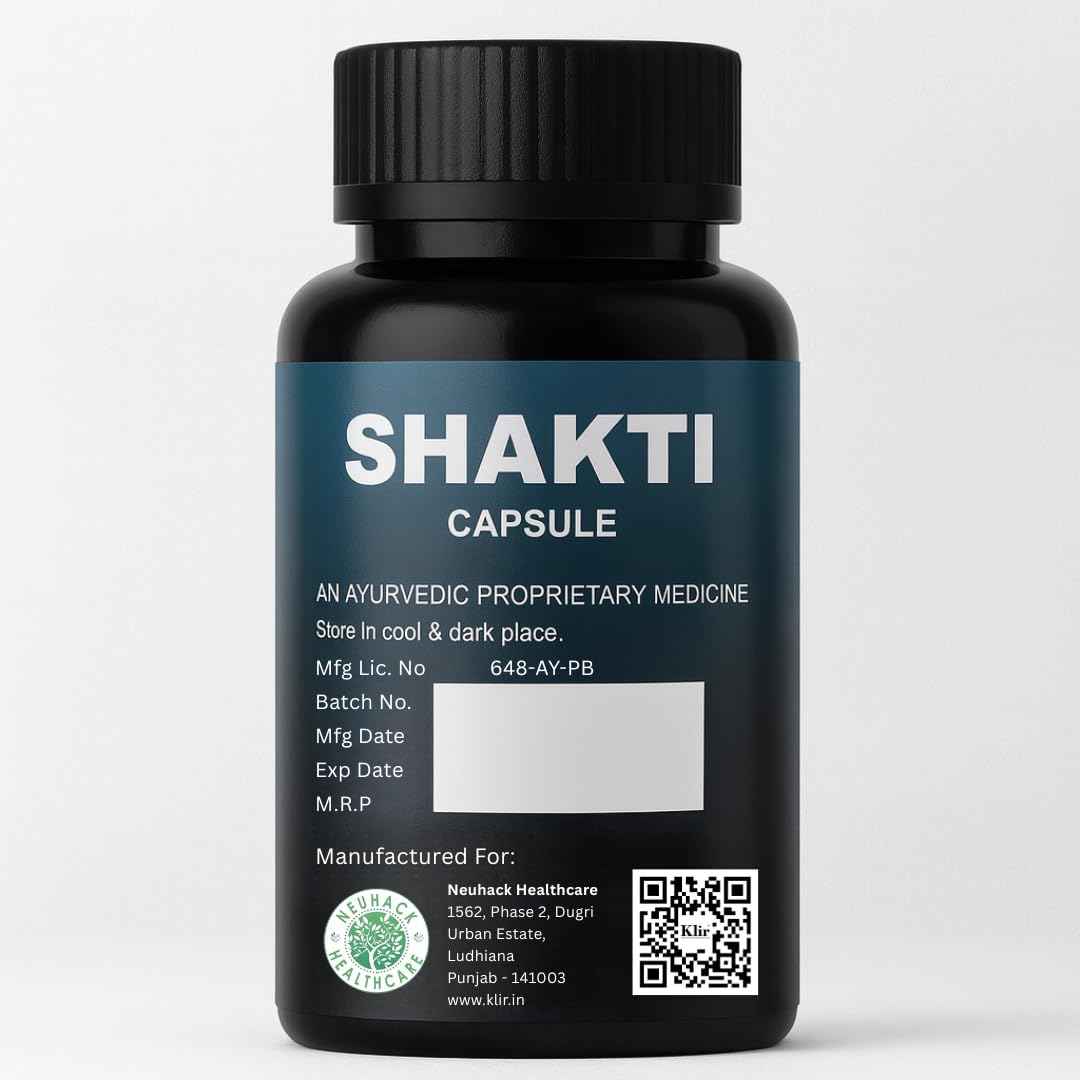 Neuhack Shakti Supplement for Strength, Stamina, Vigor | Ayurvedic Capsules with Shilajit, Ashwagandha, kaunch beej, vidarikand | 30 caps