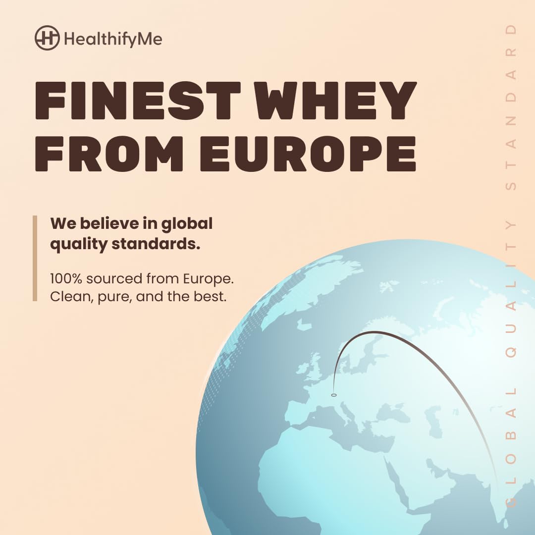 Healthifyme 100% Whey Protein Powder- 1 KG, With Digestive Enzymes, 25.5gm protein, No added Sugar, Zero Preservatives, Muscle Support & Recovery (Double Chocolate)