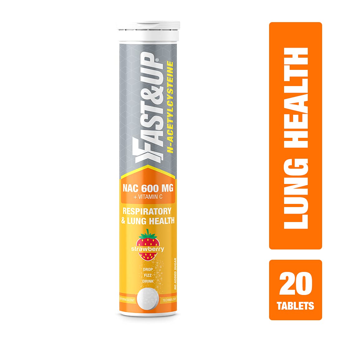 FAST&UP NAC (N-Acetylcysteine) + Vitamin C- Strawberry Flavour (Pack of 20 Effervescent Tablets), White & Fast&Up Magnesio - Restful Sleep Supplement - (20 Effervescent Tablets, Lime & Lemon Flavor)