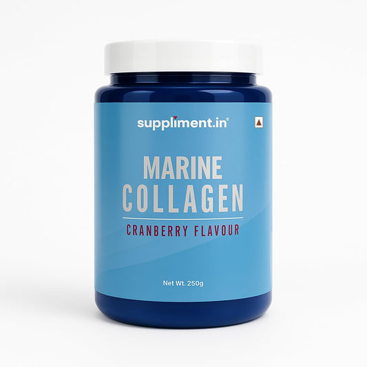 HealthAid Marine Collagen - 250gm Powder| Sugar-Free Collagen Supplement for Women & Men | Increases Skin Hydration |Reduces Skin Damage | Supports Healthy Skin, Hair & Nails| Cranberry Flavour