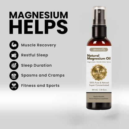 Anantya Natural Magnesium Oil Spray 100ml | Topical Magnesium Oil for Pain Relief & Muscle Recovery, feet, Sleep Support