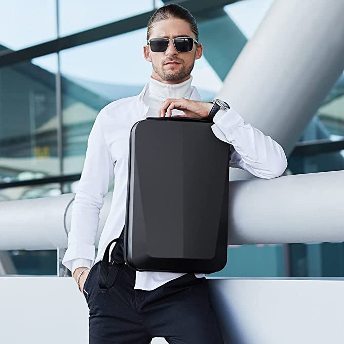 I CASE Origami Knapsack TSA Locks -Hard Shell Anti Theft Slimmest USB Charging Port Water Resistant Laptop Backpack| Business Travel Laptop Backpack for Men & Women(Black)