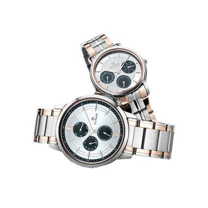 Titan Bandhan Silver Dial Quartz Multifunction Stainless Steel Strap Wa- image 3