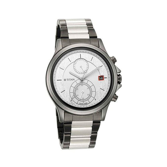 Titan Men Metal Analog Silver Dial Watch-Np1870Km01/Np1870Km01, Band Color-Multi
