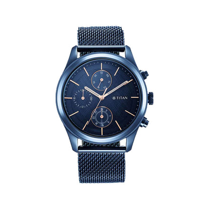 Titan Neo Splash Sartorial Quartz Multifunction Midnight Blue Dial Metallic Blue