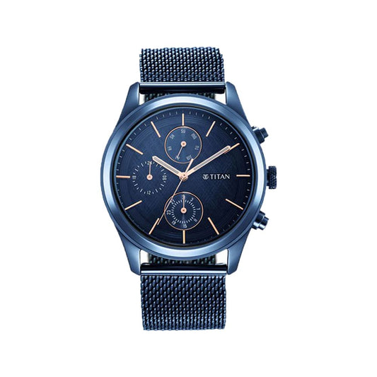 Titan Neo Splash Sartorial Quartz Multifunction Midnight Blue Dial Metallic Blue