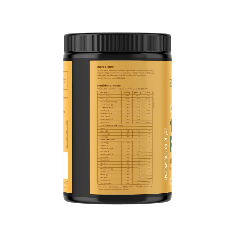 Healthifyme 100% Whey Protein Powder- 1 KG, With Digestive Enzymes, 25.5gm protein, No added Sugar, Zero Preservatives, Muscle Support & Recovery (Double Chocolate)