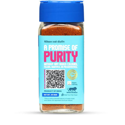 CRISTA 45 gms Mexican Taco Seasoning for Taco, Enchilada & Burrito | Premium Herbs & Spices Blend with authentic Mexican Flavours | Zero added Colours, Fillers, Additives & Preservatives | Vegan