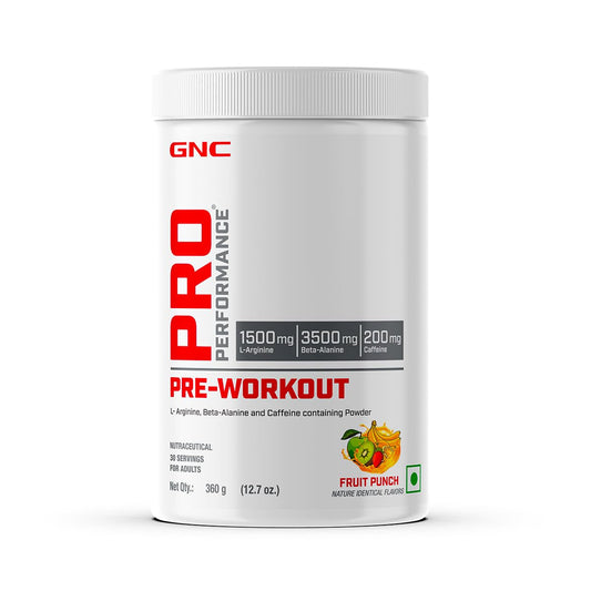 GNC Pro Performance Pre-Workout | 360 gm | 30 Servings | Boosts Pump & Energy | Speeds Up Recovery | 1500 mg L-Arginine | 3500 mg Beta-Alanine | 200 mg Caffeine | Fruit Punch