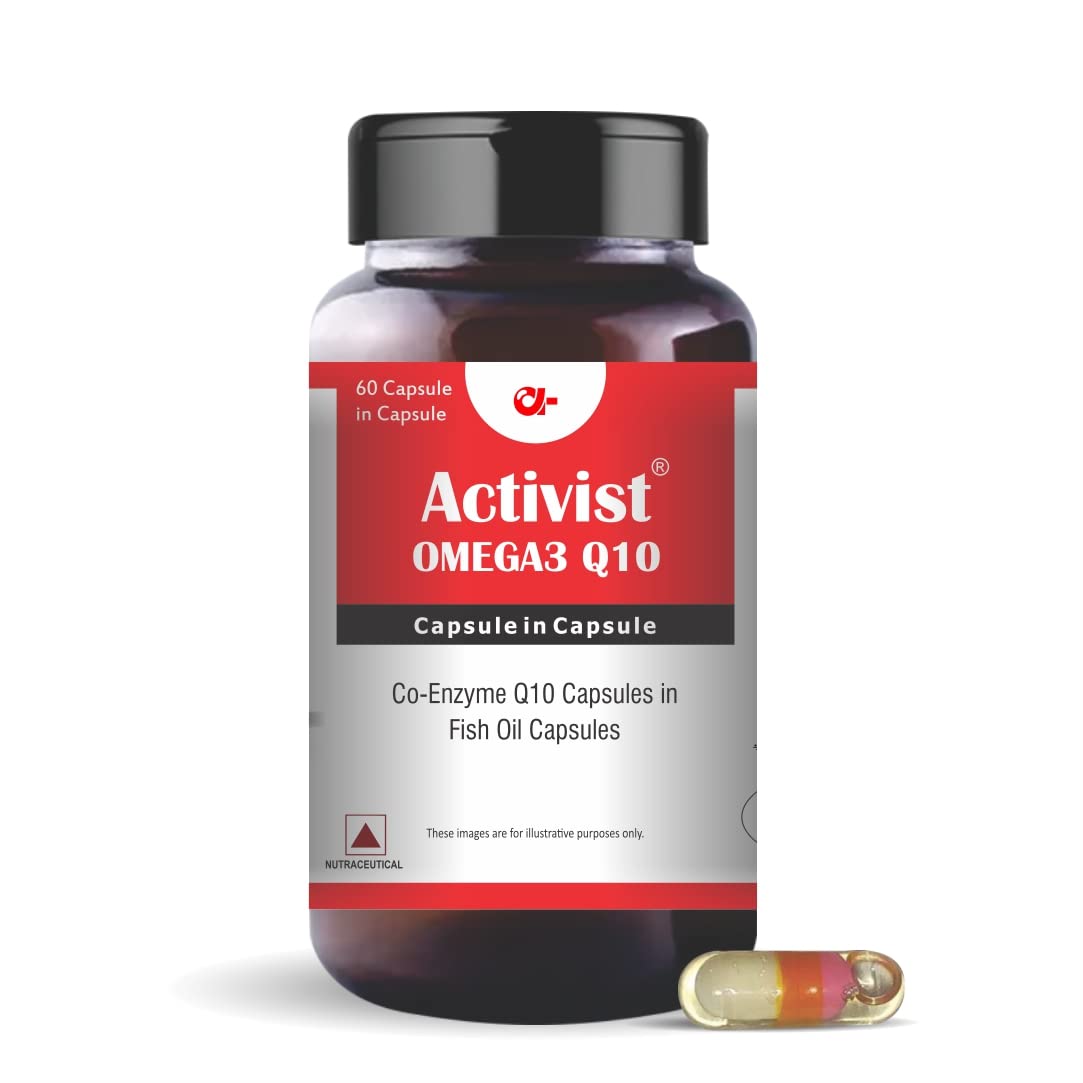 Activist Omega3 Q10 Liquid Capsule in fish oil capsule/Nutritional Dietary Supplement for Men, Women, Adult (60 Liquid Capsule)