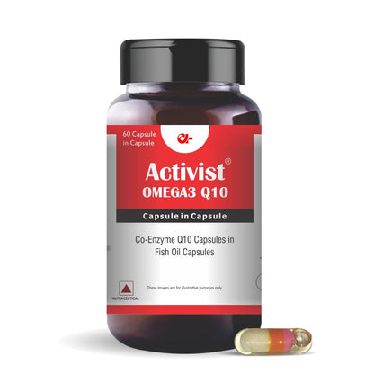 Activist Omega3 Q10 Liquid Capsule in fish oil capsule/Nutritional Dietary Supplement for Men, Women, Adult (60 Liquid Capsule)