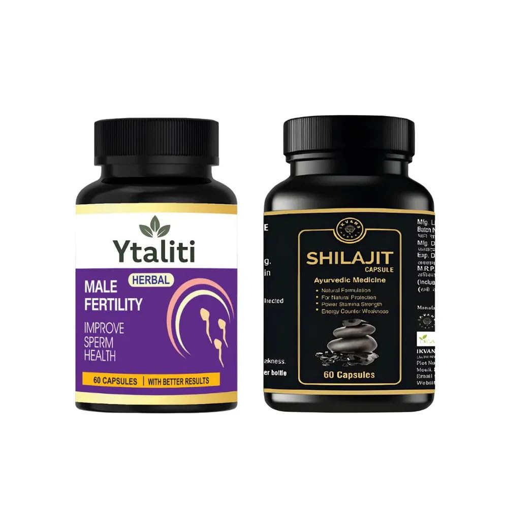 Ytaliti Male Fertility Herbal Capsules with Shilajit – 60 Capsules x 2, Pack of 2