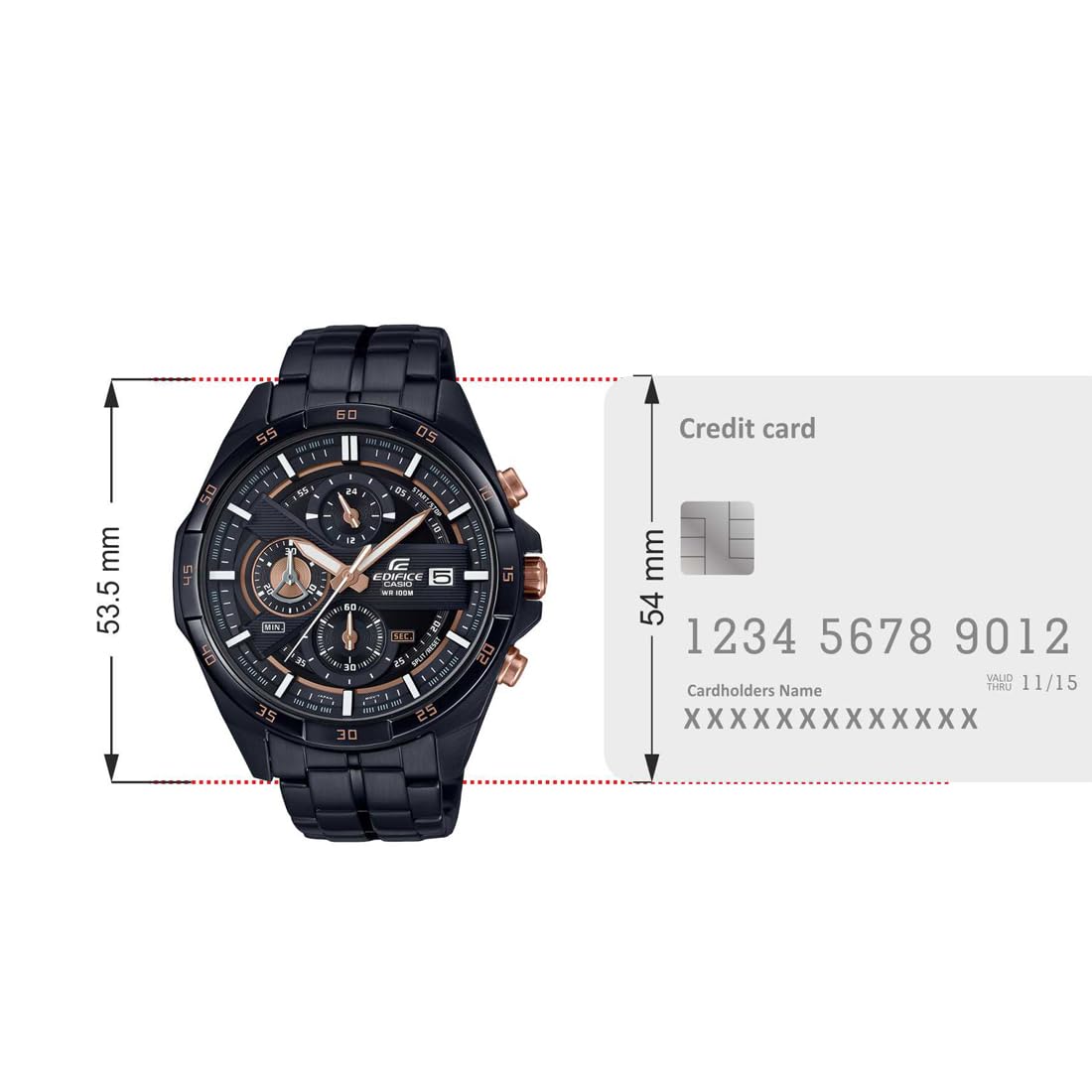 Casio EDifice EFR-556DC-1AVUDF Black Analog Dial Black Stainless Steel Band Men's Watch Chronograph 100M Water Resistant EX493