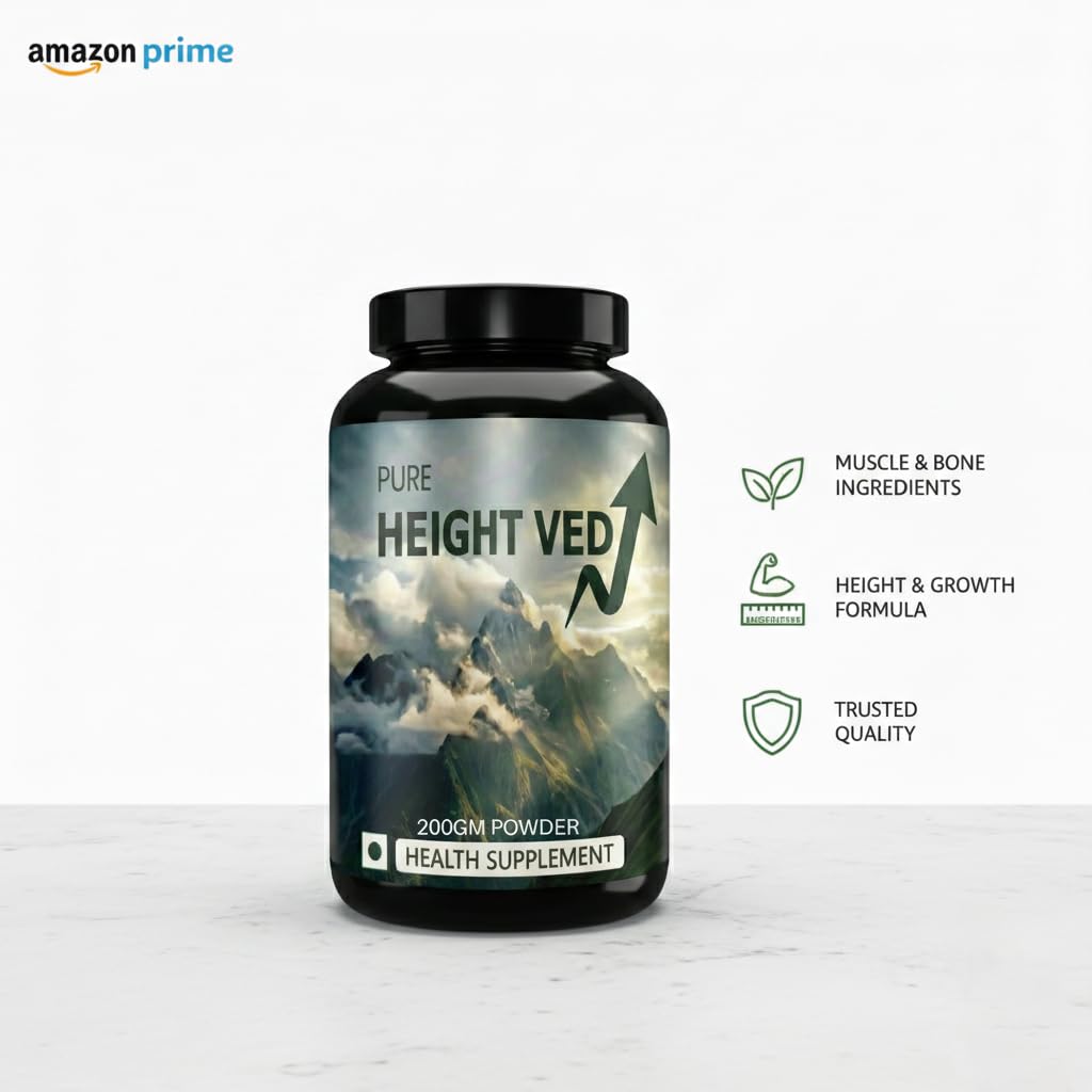 Strength Core The Height Veda Supreme Formula – Natural Ayurvedic Supplement for Height & Bone Health | 200Gram powder for Teens & Adults | Supports Growth & Wellness