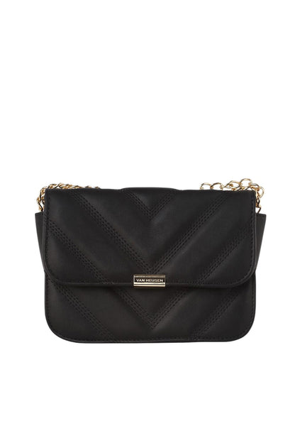 Van Heusen womens Sling Bag with textured single color chain (Black)