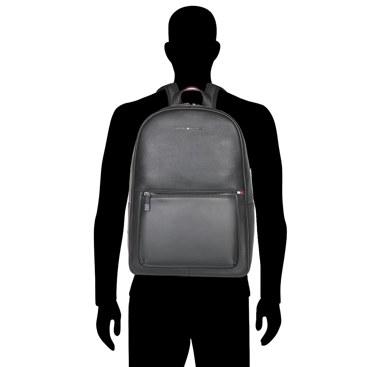 Tommy Hilfiger Rochester Men Leather Laptop Backpack - Black