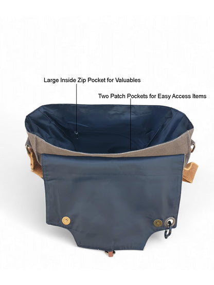 The House of tara Sturdy Cotton Canvas Messenger Bags for Men and Women | With two Magnetic Snap Buttons Flap Closure, Adjustable Body Strap & Multiutility Lobster Hook (Brown Beige)