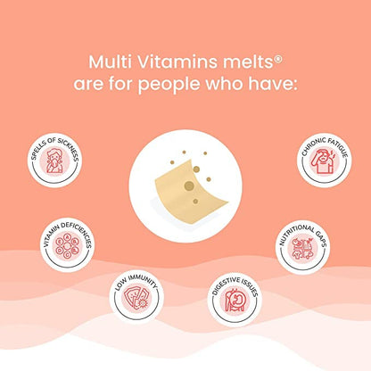 Wellbeing Nutrition Melts Plant Based Multivitamin for Men & Women with 100% RDA of Vitamin A, Vitamin B-Complex, Vitamin C, D3 + K2, Ashwagandha & Ginseng For Immunity & Energy (30 Oral Strips)