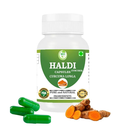 MORSAN HEALTHCARE | Haldi Capsules 500mg – 60 Count | 1 Pack | Vegetarian | Plant-Based | Herbal Supplement | No Artificial Additives | Gluten-Free | Organic |