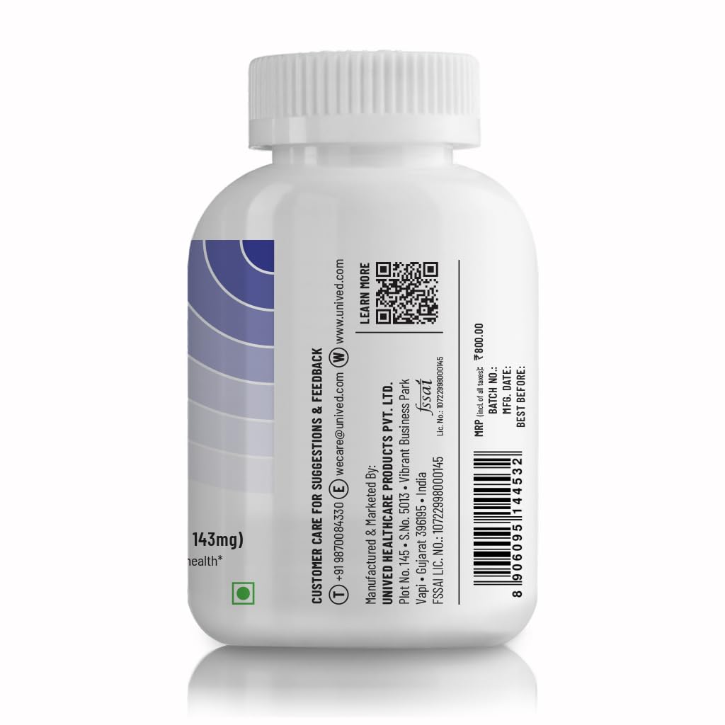 Unived High Absorption Magnesium Glycinate Chelate Buffered - 650mg - 22% Elemental Magnesium - 120 Capsules