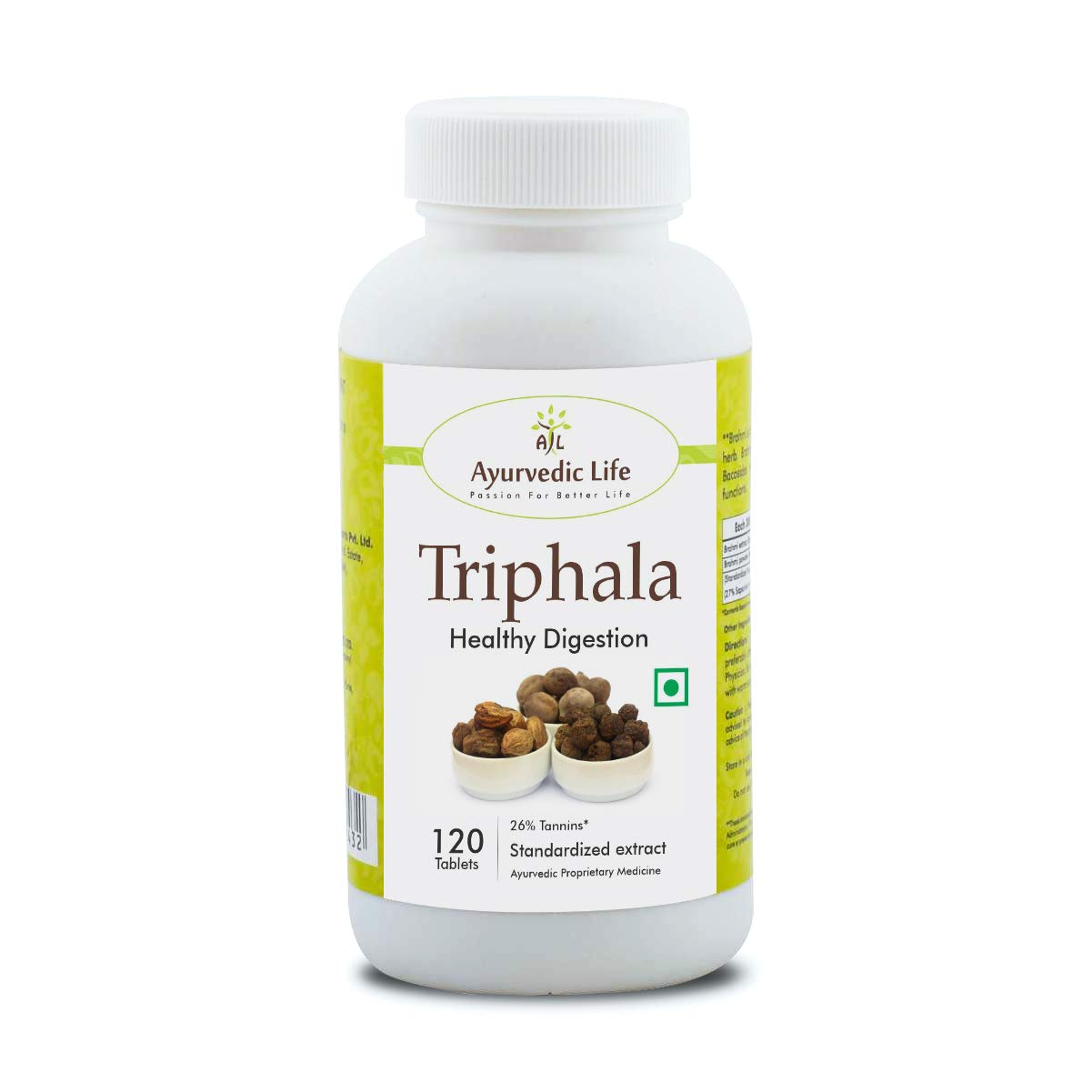 Ayurvedic Life Triphala Capsules 500mg Tablets, Natural, 120 count