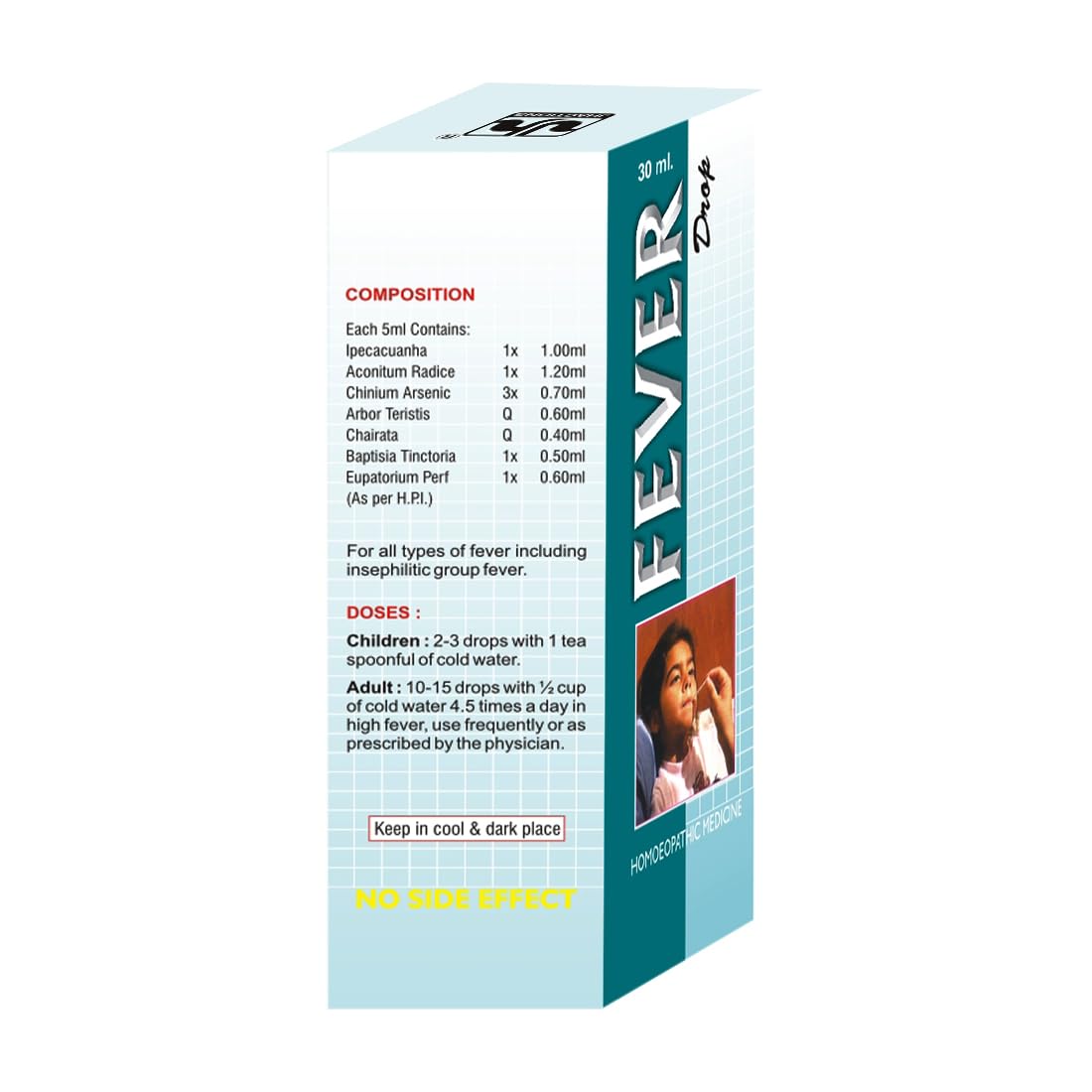 JHACTIONS HOMEOPATHY Fever Drop, Helps Lower Body Temperature and Associated Chills, 30ml || Pack of 2