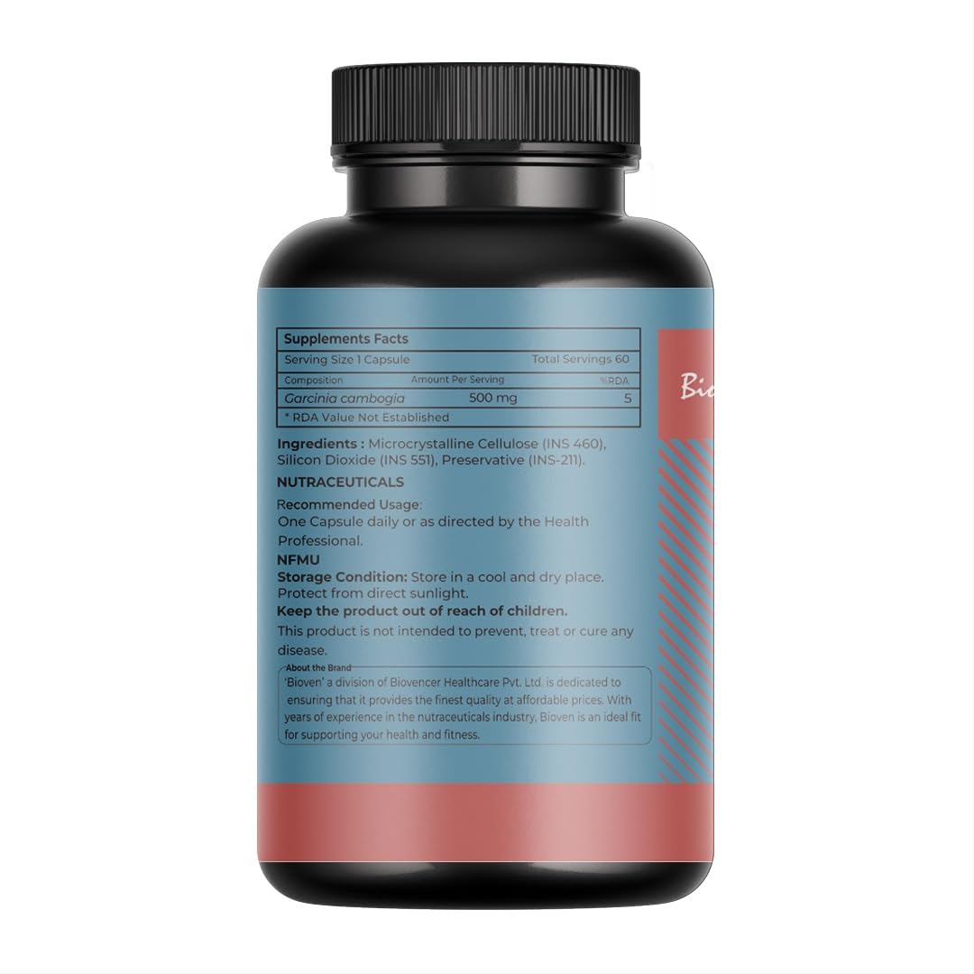 Biovencer Garcinia Cambogia-400mg | Helps Boost Energy Level | Healthy Weight Management | 60 Vegetarian Capsules
