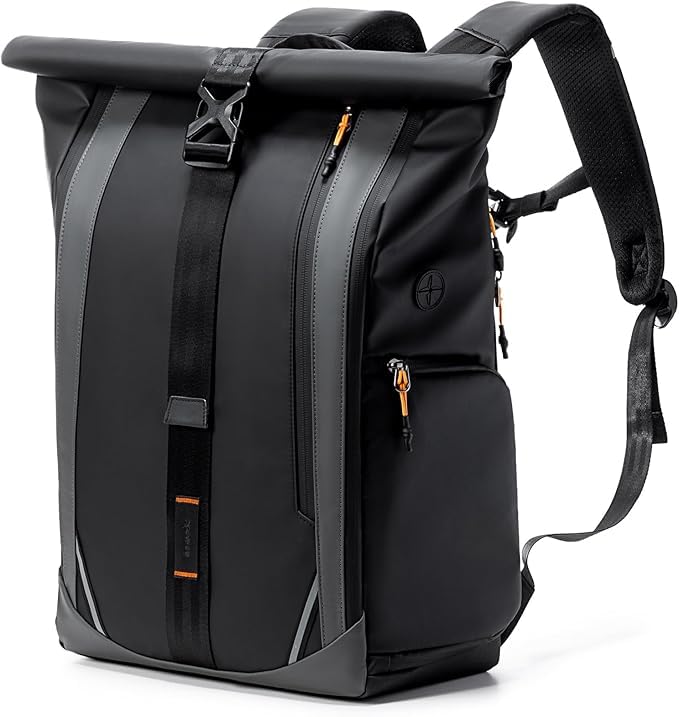 Inateck RollTop 22-26.8L Men's and Women's Laptop Backpack with 180° Opening Main Compartment and Waterproof Zipper, Travel Bag for Leisure and Cycling