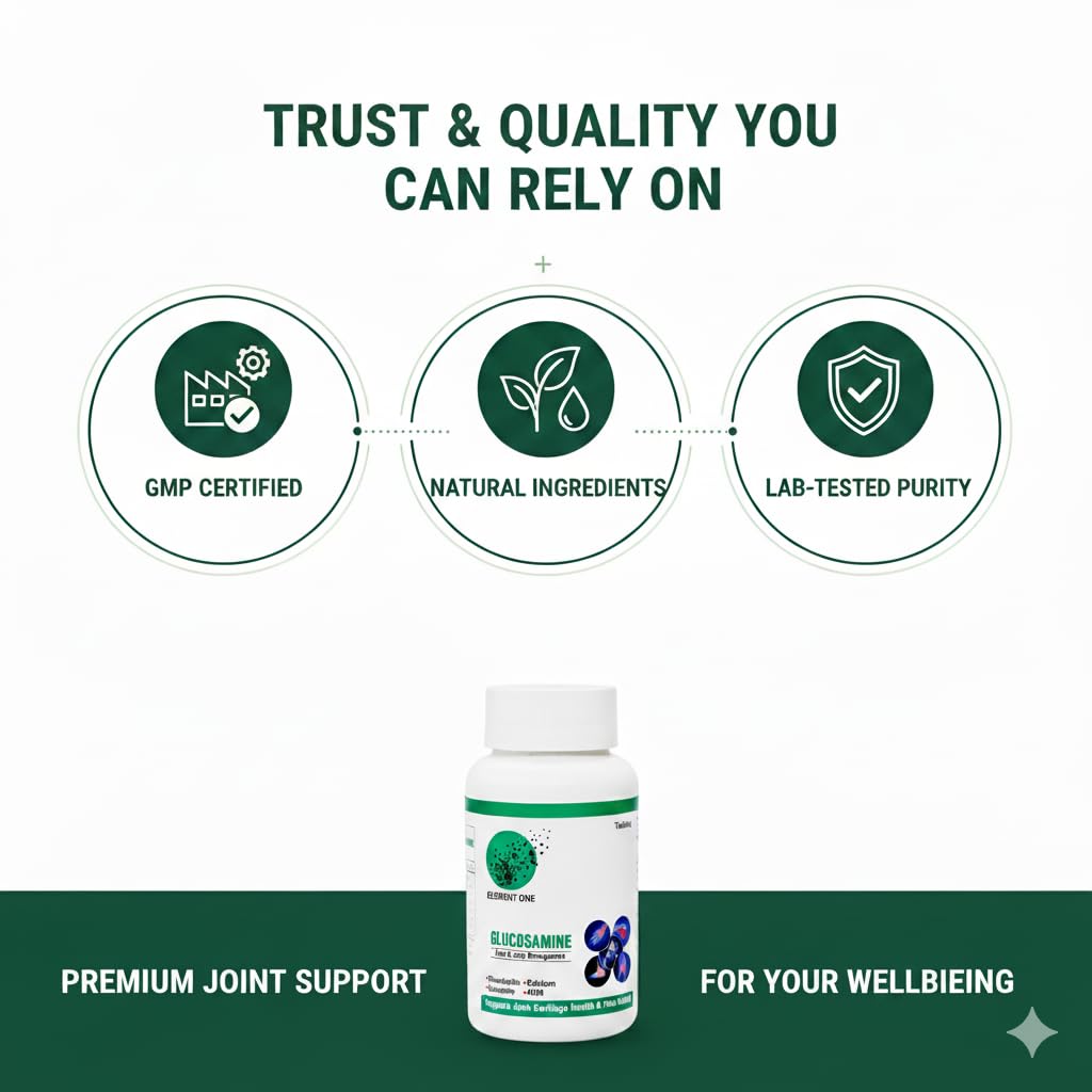 Element One Advanced Joint Support Formula Glucosamine with Chondroitin, Calcium, Curcumin, MSM for Pain & Joint Management, Joint Cartilage Health Support Vegetarian Tablet (60)