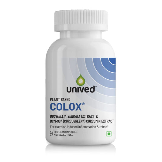 Unived Colox, For Exercise-Induced Inflammation, Injury, & Rehab | Pain Relief, Supports Muscle & Tissue Strengthening, Joint Support | Boswellia, BCM-95® Curcumin, D3| 60 Capsules, 1 month Supply
