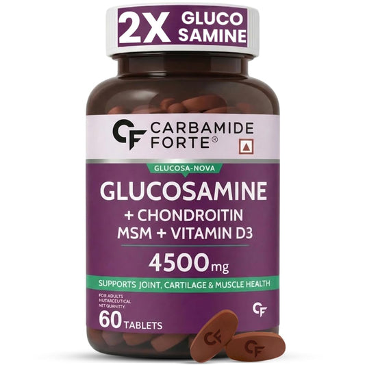 Carbamide Forte Glucosamine Tablets For Joint Support Supplement with Vitamin D3 & Glucosamine Chondroitin MSM | Joint Cartilage Support & Muscle Health | Joint Support Tablets - 60