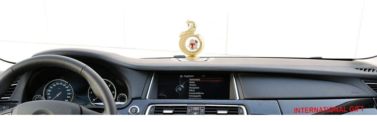 Gold Plated Peacock Shape Om Ganesha Ganesh 12 Cm Car ashboard Idol Sta- image 2