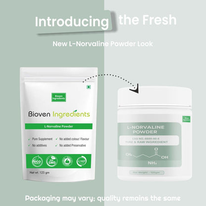 Bioven Ingredients L Norvaline Powder - 100% Pure Amino Acid Supplement for Muscle Mass Development and Workout Performance
