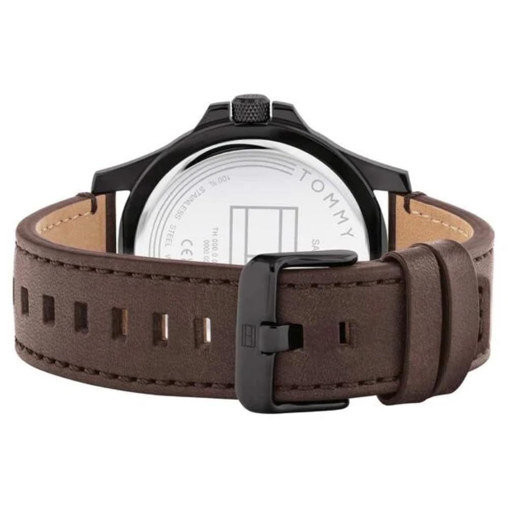 Tommy Hilfiger Black Dial Brown Colour Leather Strap Analog Watch for Men-TH1710530