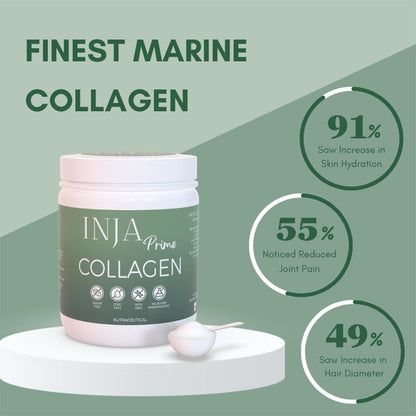 INJA Prime Marine Collagen Supplement Powder for Women and Men, Japanese Collagen with Original Formulation, Healthy Skin, Joints, Hair Growth, Sugar-Free, Unflavoured, 125 gm