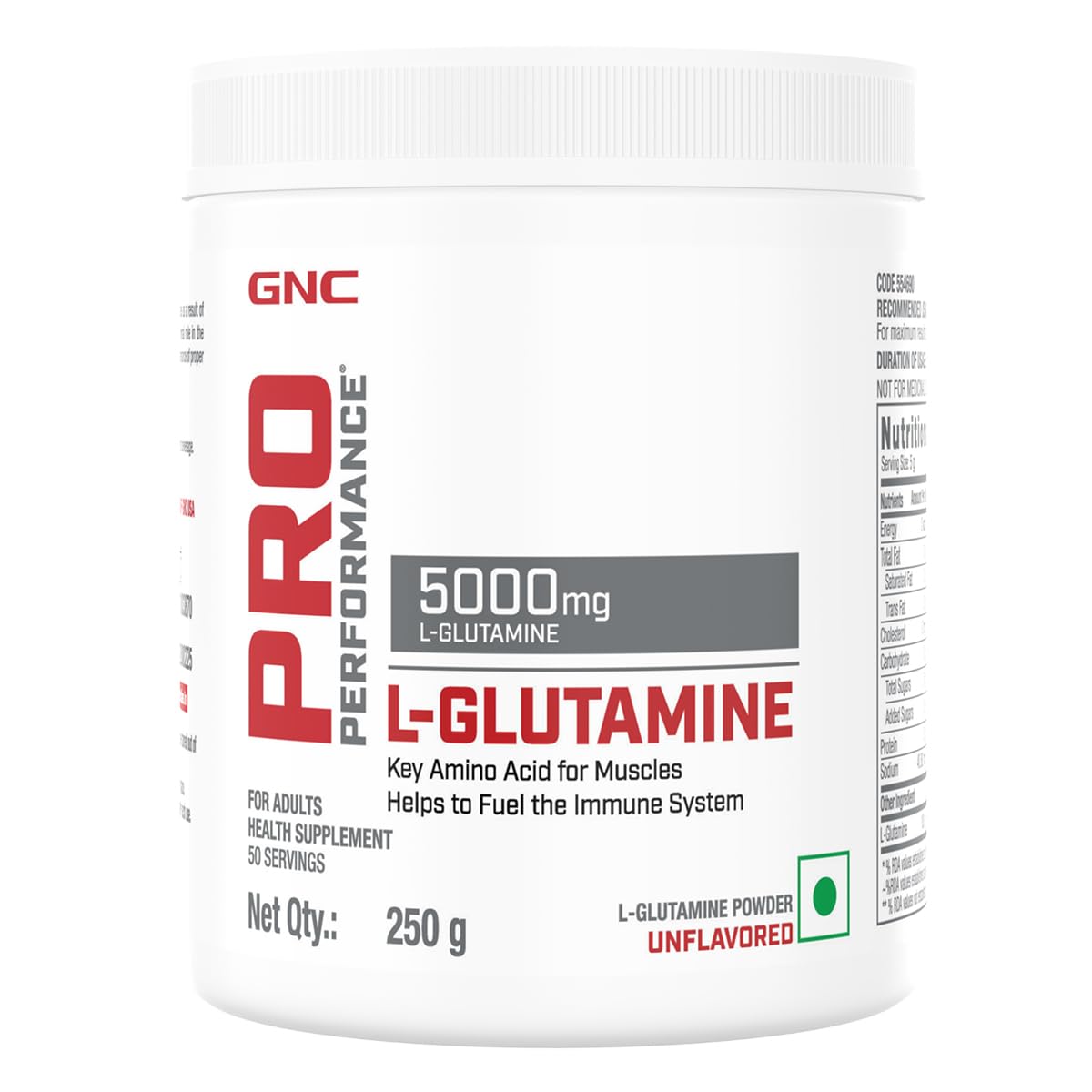 PRO PERFORMANCE L-Glutamine | 5000mg Per Serving | Supports Muscle Recovery, Gut & Immune Health | Gluten-Free, Lactose-Free | Unflavoured | 250g