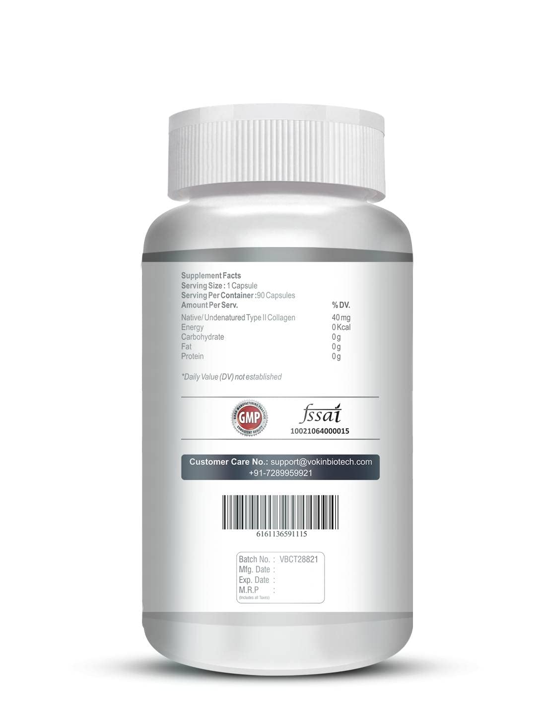 Vokin Biotech Collagen Supplement For Shiny Hair,Strong Nails,Optimal Skin,Joint Care (90 Capsules,1 Count)