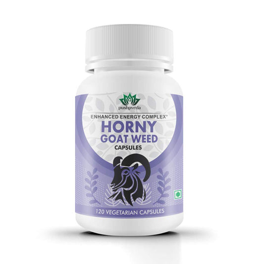 Pushpveda Horny Goat Weed Root Extract Capsules | Vegetarian Herbal Supplement for Men & Women | Supports Stamina, Energy, Endurance & Daily Vitality | Natural Wellness Formula | 120 Veg Capsules
