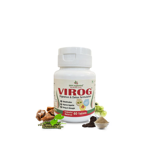 Virog Detox & Tridosha Balance Tablets | Ayurvedic Herbal Supplement | Dosha Balancing Formula | Digestive Support | 60 Tablets
