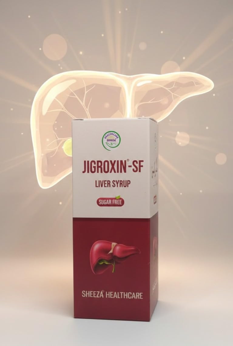Sheeza Jigroxin-SF Liver Syrup, Herbal Supplement for Constipation Relief and Appetite Booster, 100ml (Pack of 2)